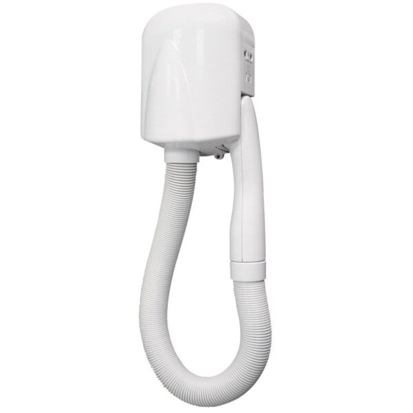 Asciugacapelli a parete in ABS con tubo flessibile e presa rasoio