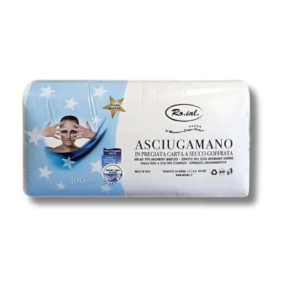 Asciugamani piegati in carta a secco goffrata 40x70 (100 pz)