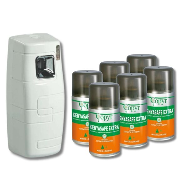 Kit Piretro Naturale: dispenser + 6 bombole Kenyasafe Extra